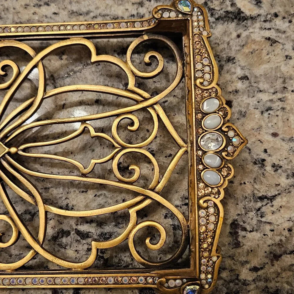 RARE JAY STRONGWATER ARABESQUE SCROLL GUEST TOWEL TISSUE HOLDER BATH VANITY TRAY